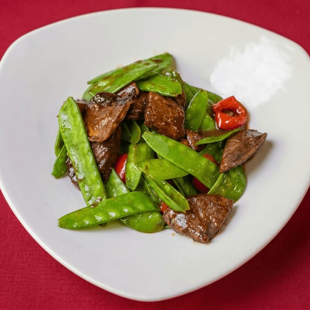 Snow Peas with Portobello Mushroom.